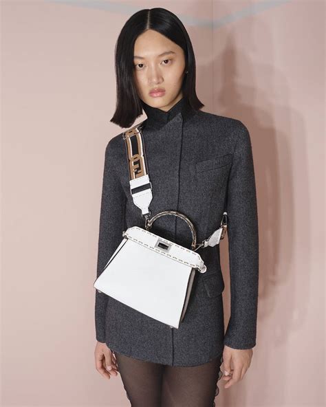 Peekaboo leather handbag Fendi White in Leather 